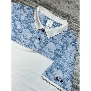 Oakley Polo Shirt Mens Large Blue Camo Golf Golfing Performance MINT!